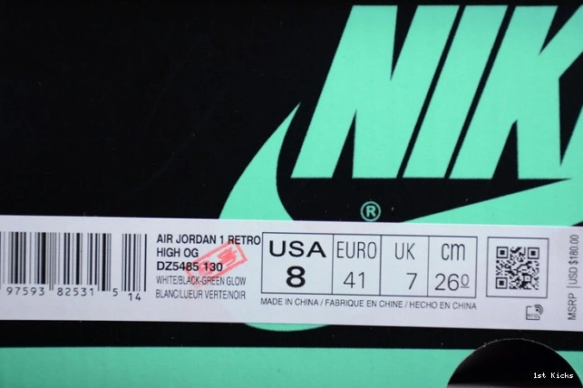 1 dz5485- EasyMatch jordan og retro high green air 1359 glow 1226